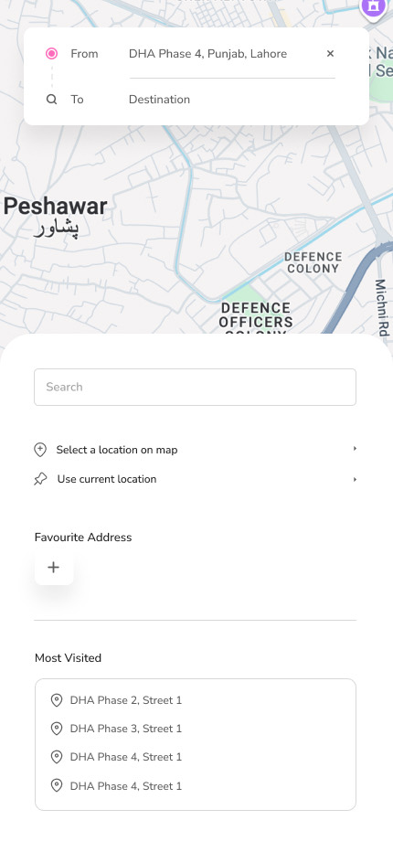 Choosing a ride in the SheDrives app