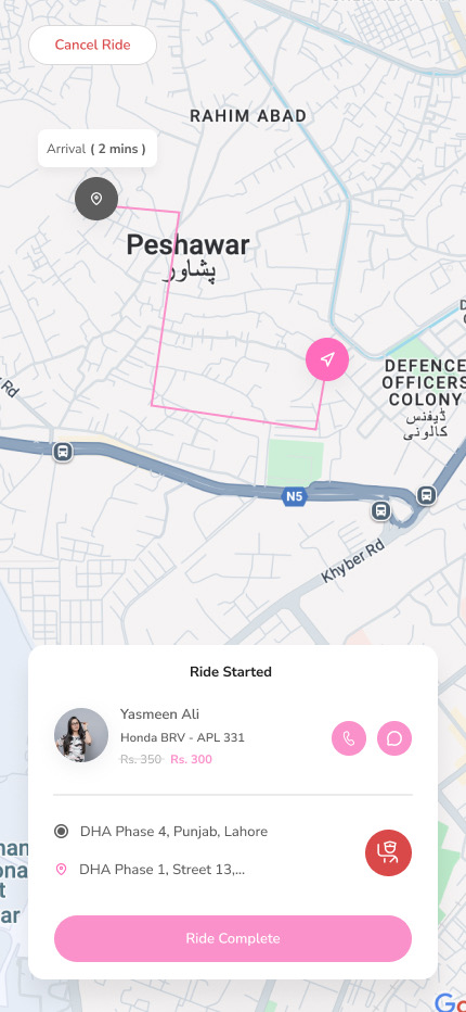 Live trip tracking in the SheDrives app